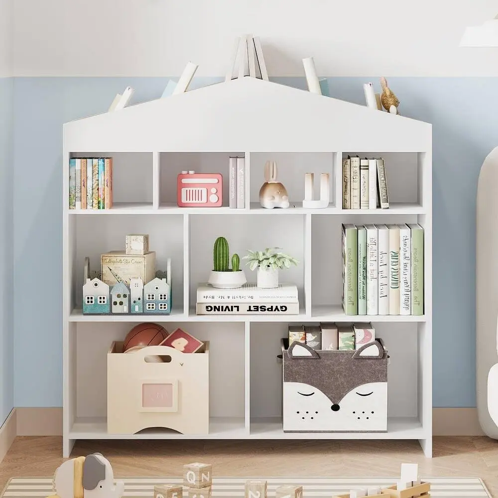 Kids Bookshelf 9-Cubby Toy Storage Organizer for Creative Play – furniture