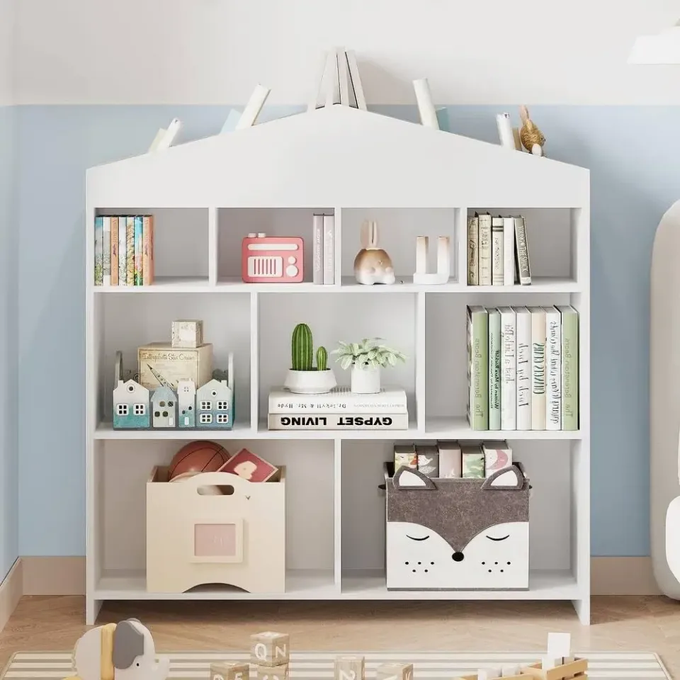 Kids Bookshelf 9-Cubby Toy Storage Organizer for Creative Play – furniture - product image 1