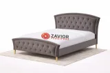 Zavior Curved Velvet Bed with Diamond Tufted Headboard thumbnail 1