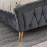 Zavior Curved Velvet Bed with Diamond Tufted Headboard thumbnail 3