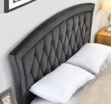 Zavior Curved Velvet Bed with Diamond Tufted Headboard thumbnail 5