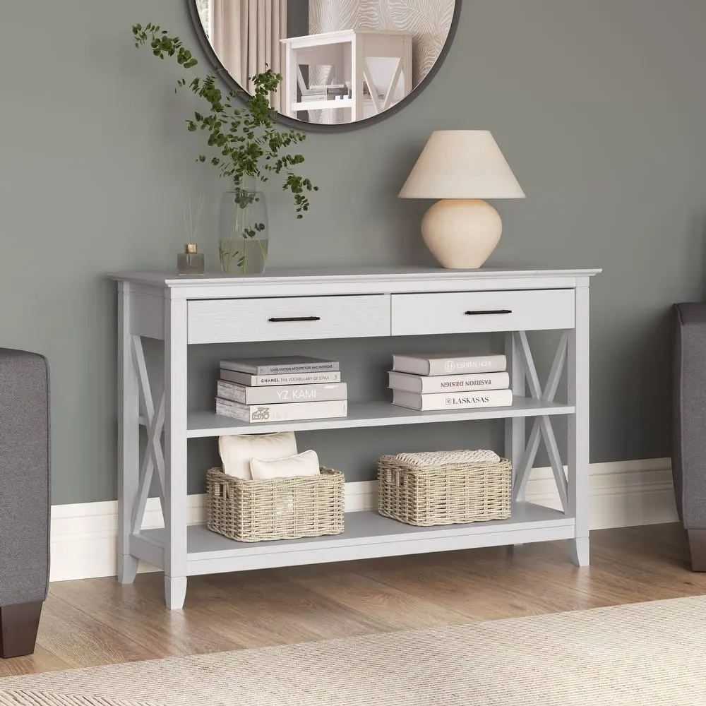 Key West Console Table with Drawers and Shelves by Bush Furniture | Coastal & Farmhouse Style – furniture
