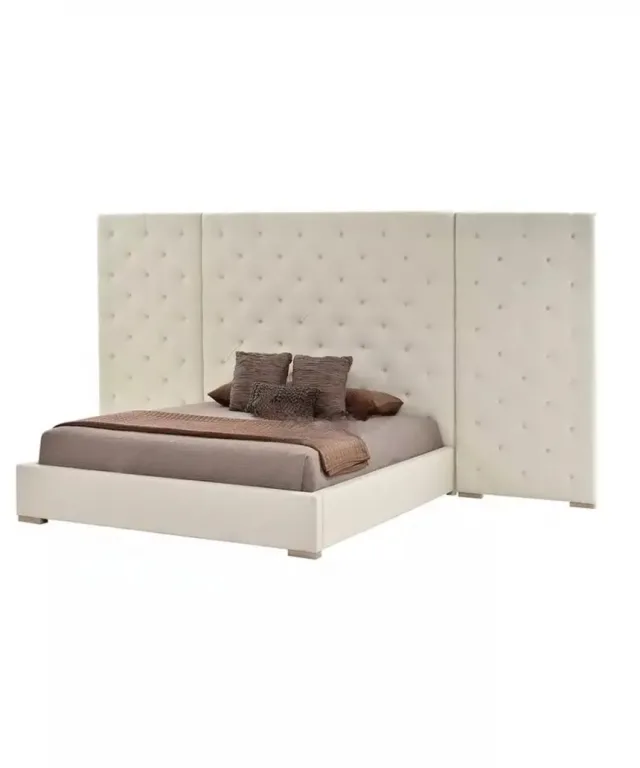 Modern Glamorous Wall Panel Bed Dubai – Charcoal Upholstered Elegance – furniture