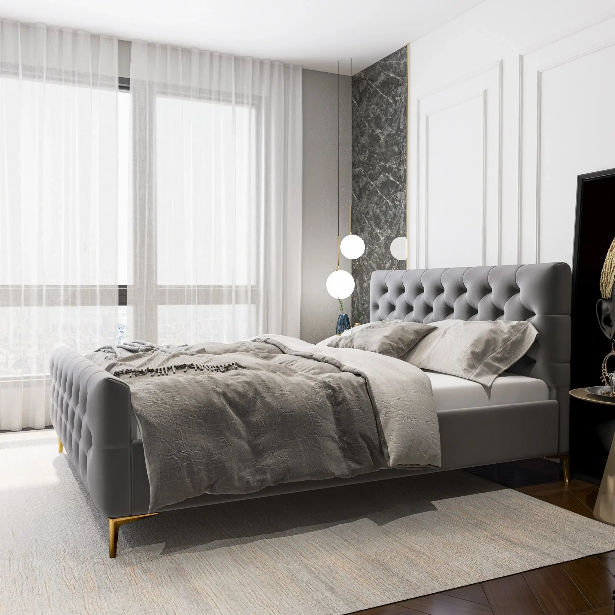 Tufted Low Profile Bed – furniture