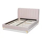 Saverio Glam And Luxe Velvet Upholstered Bed With Gold Tone Legs – furniture thumbnail 4
