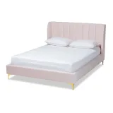 Saverio Glam And Luxe Velvet Upholstered Bed With Gold Tone Legs – furniture thumbnail 1