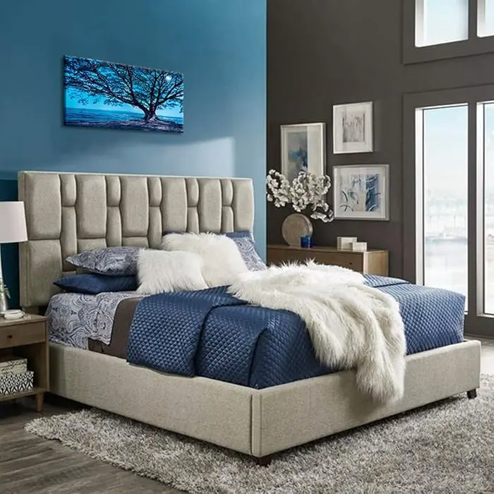 Briston Pattern Tufted Bed in Gray – furniture