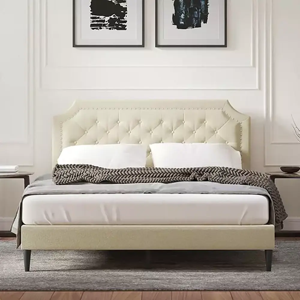 Buckhaven Tufted Upholstered Low Profile Platform Bed – furniture