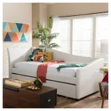 Zavior White Wood Bedroom Set with Storage Units thumbnail 4