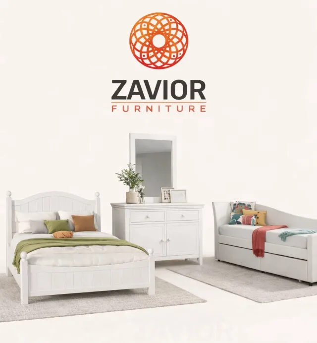 Zavior White Wood Bedroom Set with Storage Units