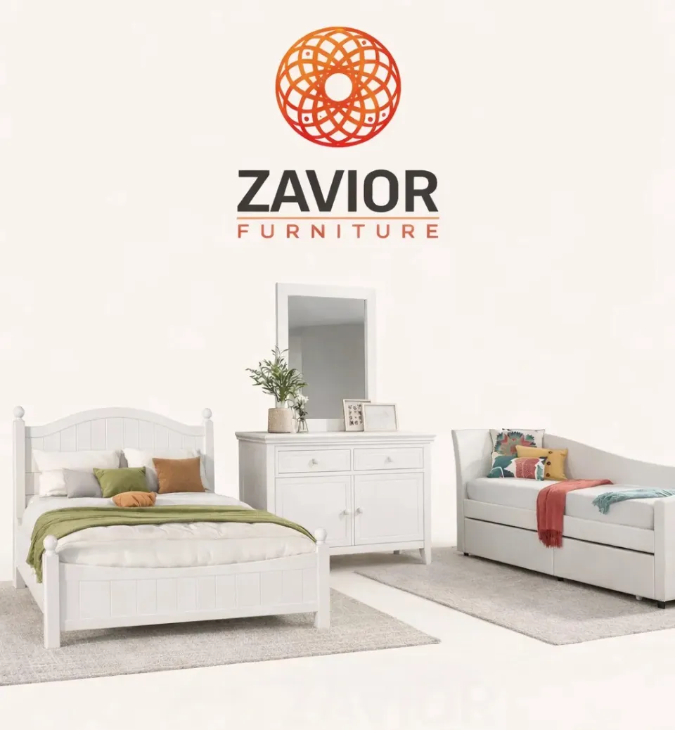 Zavior White Wood Bedroom Set with Storage Units - product image 1
