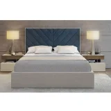 Zavior Cross Lines Tufted Headboard Bed with Upholstered Frame thumbnail 2