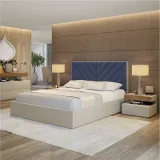 Zavior Cross Lines Tufted Headboard Bed with Upholstered Frame thumbnail 3
