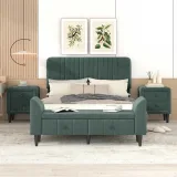 A 4 piece bedroom set consisting of a platform bed, nightstands, and bench – furniture thumbnail 1