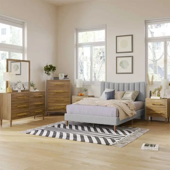 Zavior Furniture 6 Pieces Bedroom Set with Upholstered Platform Bed – furniture