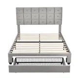 Platform bed with two nightstands and an upholstered headboard – furniture thumbnail 5
