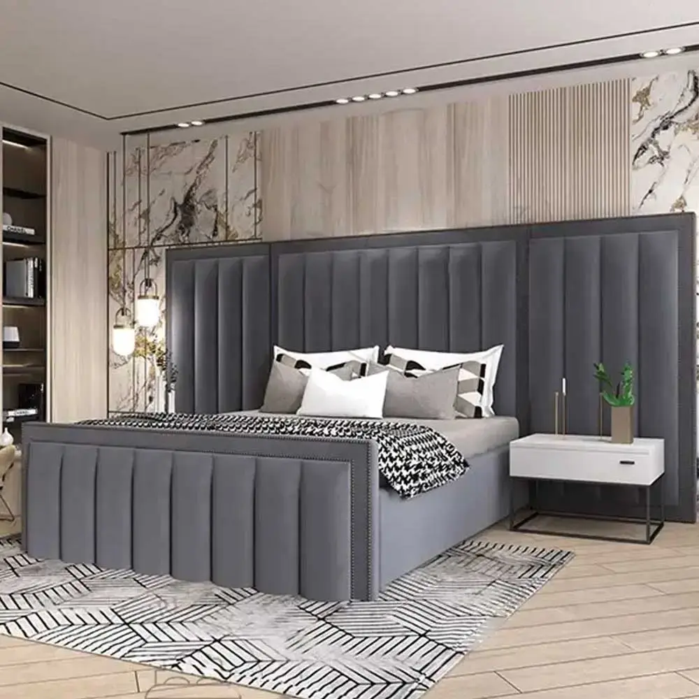 Modern Velvet Upholstered Platform Bed – furniture
