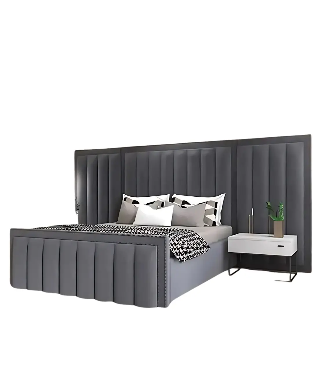 Modern Velvet Upholstered Platform Bed – furniture