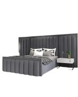 Modern Velvet Upholstered Platform Bed – furniture thumbnail 6