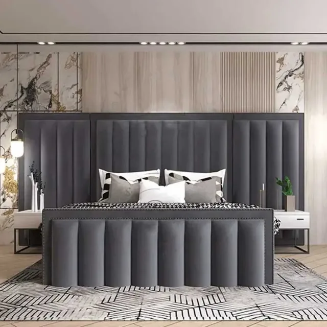 Modern Velvet Upholstered Platform Bed – furniture