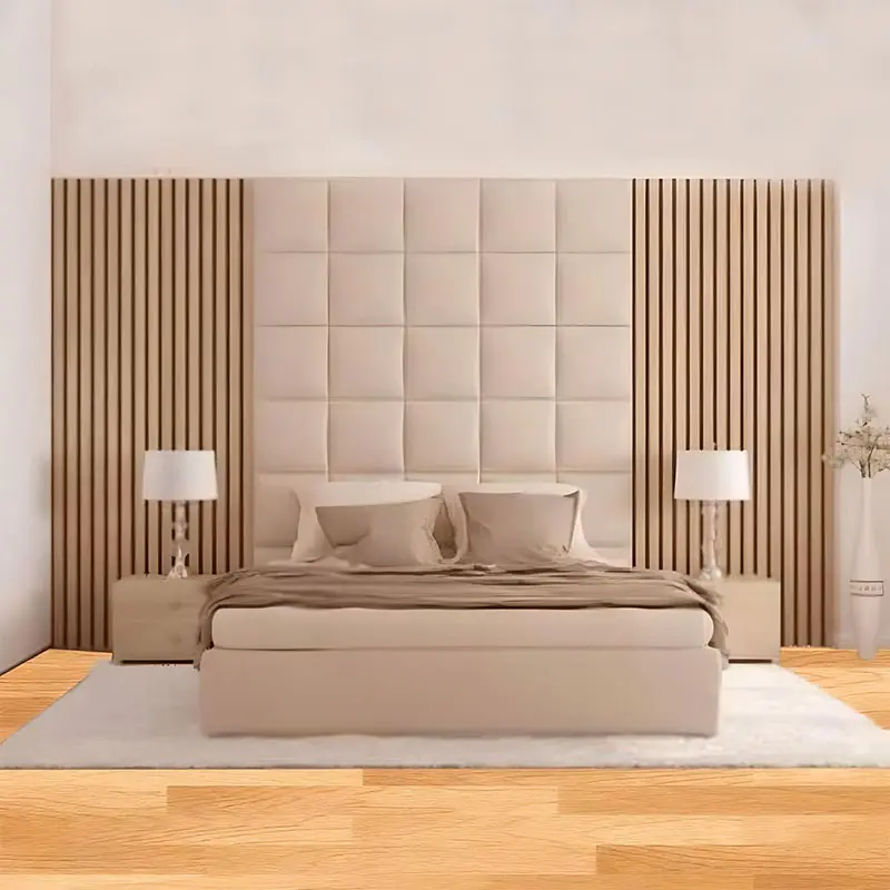 Elegant Squire Design Wall Panel Headboard Bed – furniture