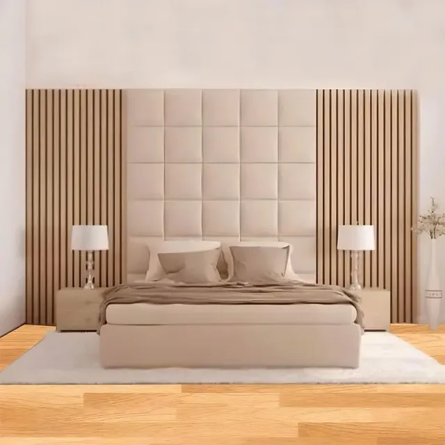 Elegant Squire Design Wall Panel Headboard Bed – furniture