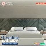 Zavior Cross Lines Tufted Wall Panel Headboard Bed with Custom Upholstery thumbnail 3