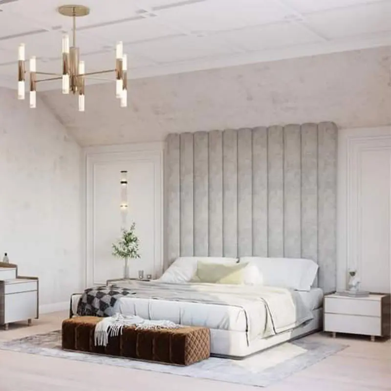 Modern Vertical Channel Wall Panel Headboard Bed – furniture