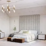 Modern Vertical Channel Wall Panel Headboard Bed – furniture thumbnail 2