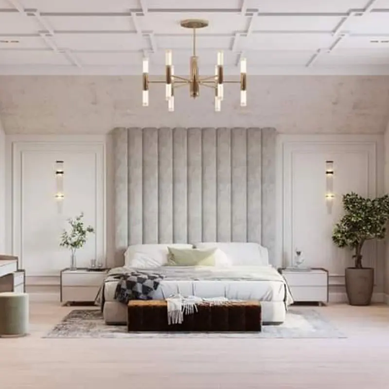 Modern Vertical Channel Wall Panel Headboard Bed – furniture