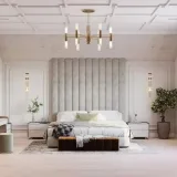 Modern Vertical Channel Wall Panel Headboard Bed – furniture thumbnail 1
