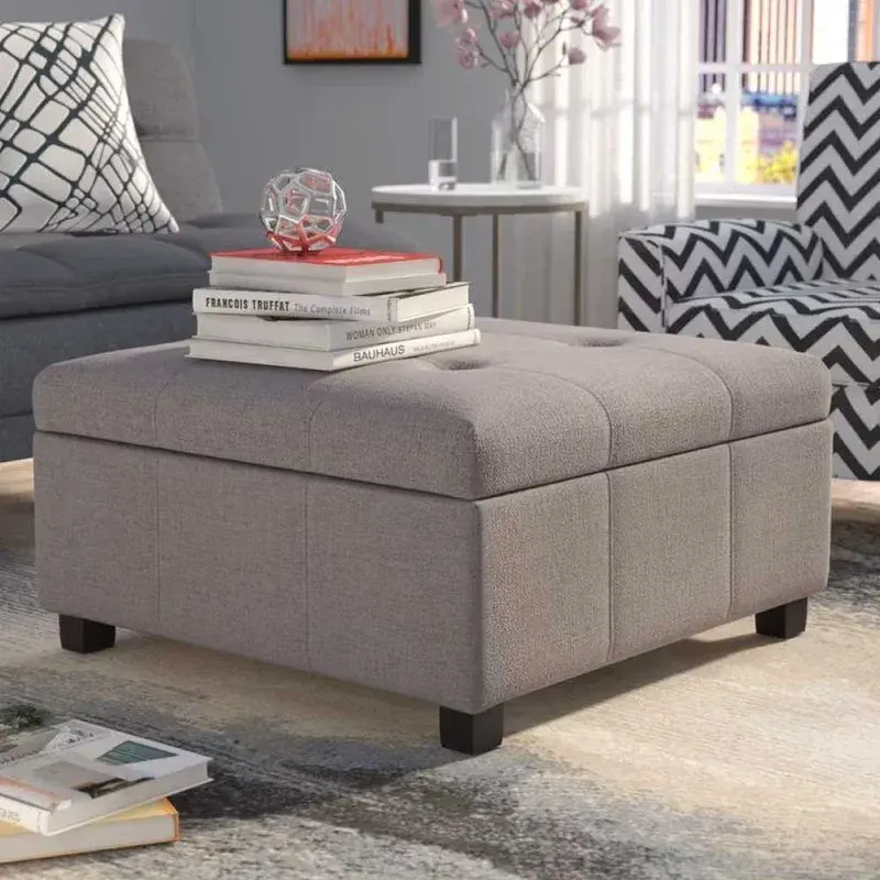 Button Tufted Square Ottoman with Storage – furniture