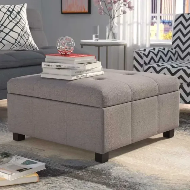 Button Tufted Square Ottoman with Storage – furniture