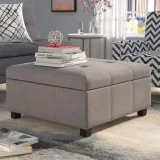 Button Tufted Square Ottoman with Storage – furniture thumbnail 4