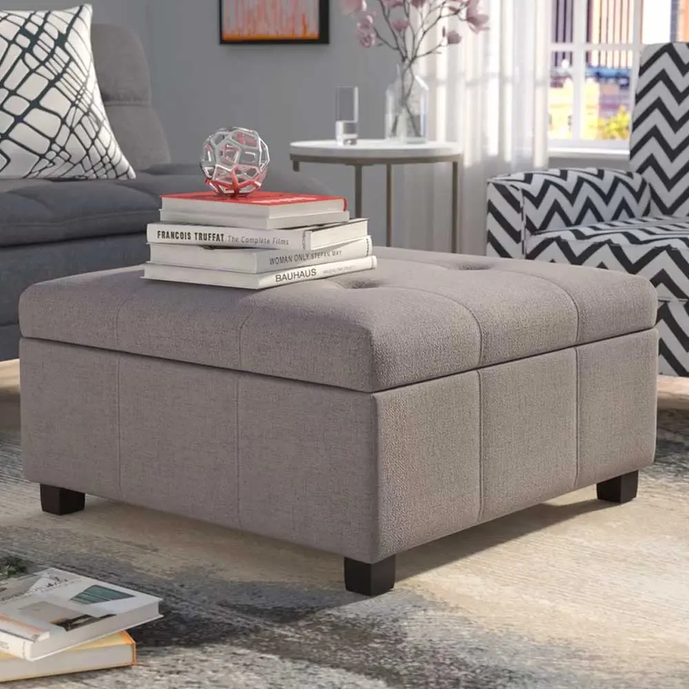 Button Tufted Square Ottoman with Storage – furniture