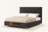 Zavior Cross Tufted High Headboard Velvet Upholstery Bed thumbnail 1