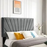 Zavior Cross Tufted High Headboard Velvet Upholstery Bed thumbnail 4
