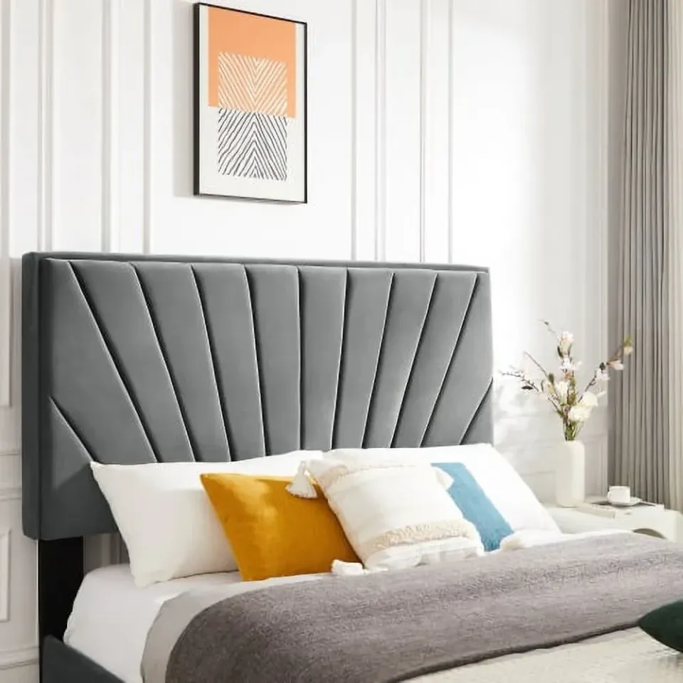 Zavior Cross Tufted High Headboard Velvet Upholstery Bed - product image 4
