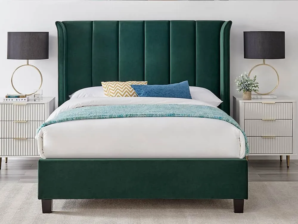 Zavior Curved Headboard Velvet Upholstered Bed