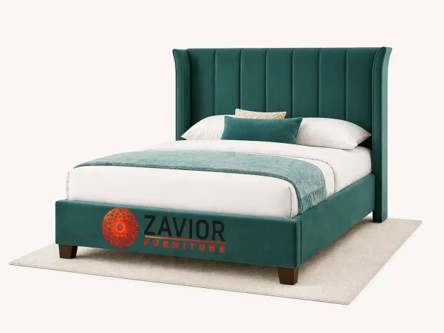 Zavior Curved Headboard Velvet Upholstered Bed