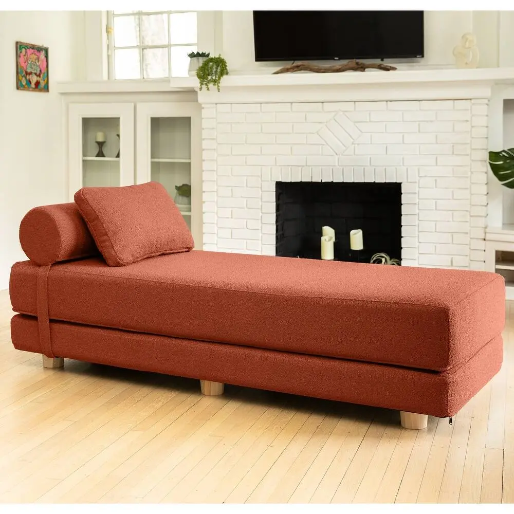 Jaxx Avida Daybed – Fold Out Queen Sleeper – Premium Boucle: Sleek and Modern Lounge for Relaxing and Overnight Guests – furniture