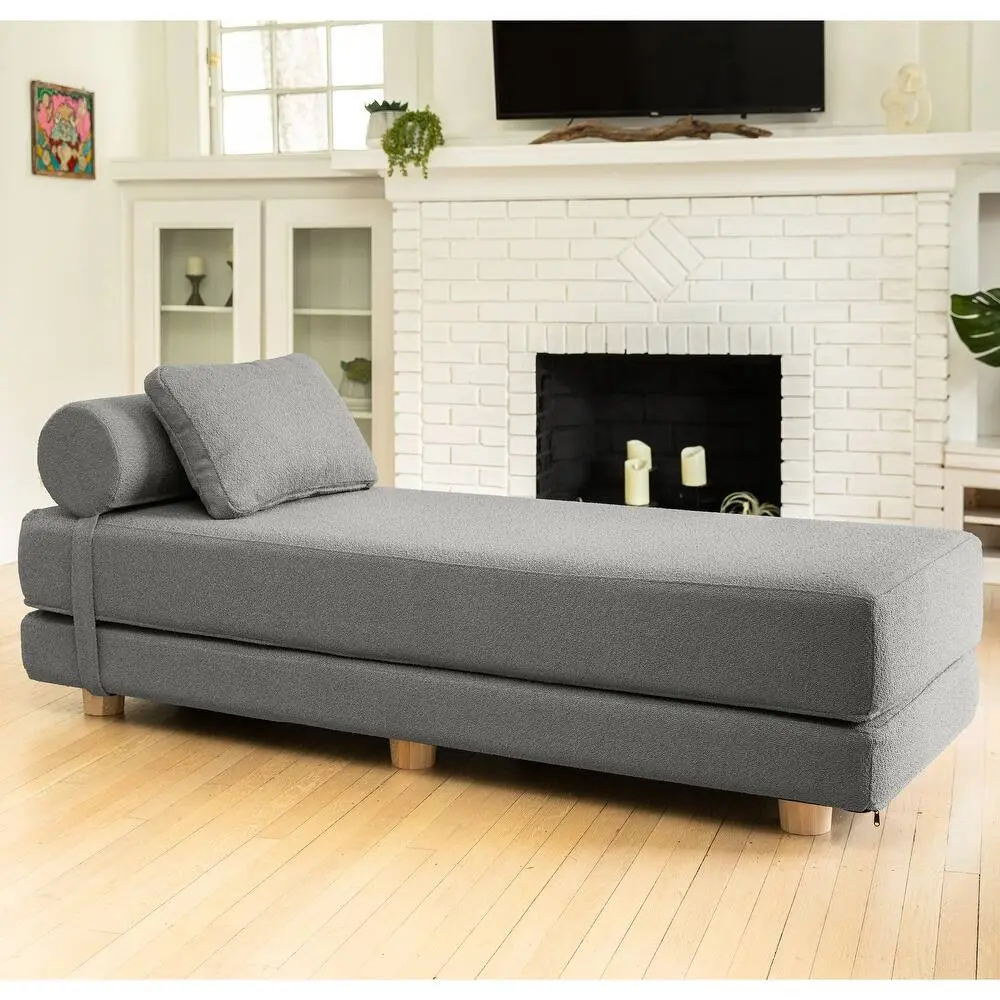 Jaxx Avida Daybed – Fold Out Queen Sleeper – Premium Boucle: Sleek and Modern Lounge for Relaxing and Overnight Guests – furniture