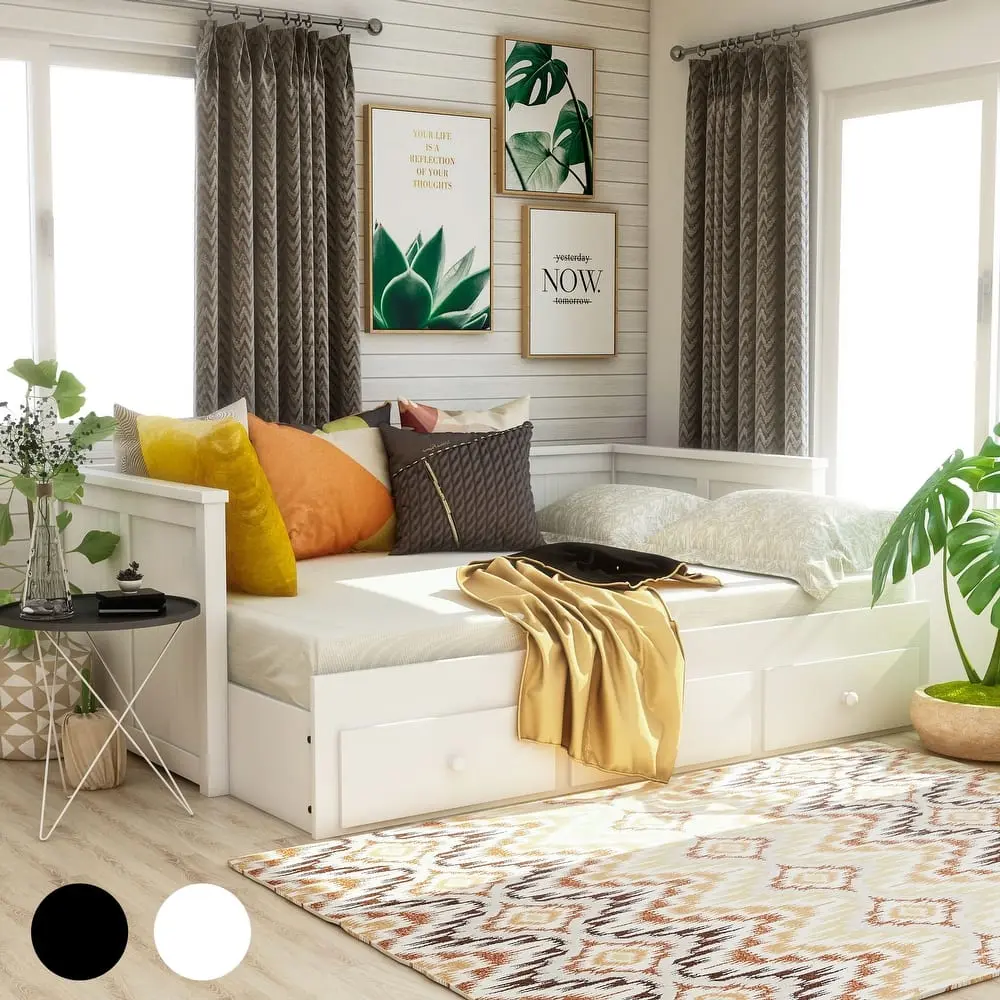 Daja Transitional Full Solid Wood Storage Daybed by Furniture of America – furniture