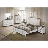 Roundhill Furniture Clelane Wood Bedroom Set with Bed, Dresser, Mirror, Two Nightstands, and Chest in Weathered White and Grey – furniture thumbnail 3