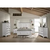 Roundhill Furniture Clelane Wood Bedroom Set with Bed, Dresser, Mirror, Two Nightstands, and Chest in Weathered White and Grey – furniture thumbnail 4