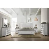 Roundhill Furniture Clelane Wood Bedroom Set with Bed, Dresser, Mirror, Two Nightstands, and Chest in Weathered White and Grey – furniture thumbnail 1