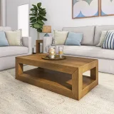 Plank and Beam Modern Rectangular Coffee Table with Shelf – furniture thumbnail 5