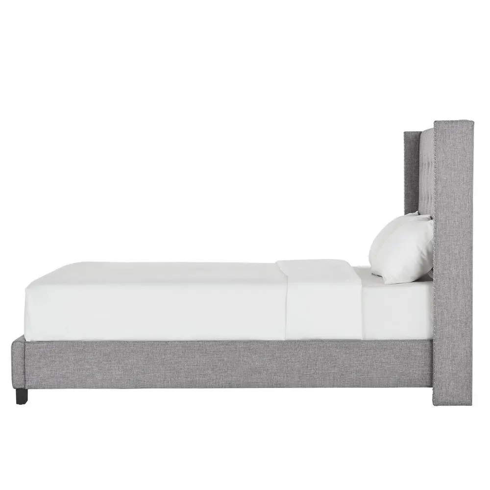 Melina Style Tufted Linen Bed With Wingback – furniture