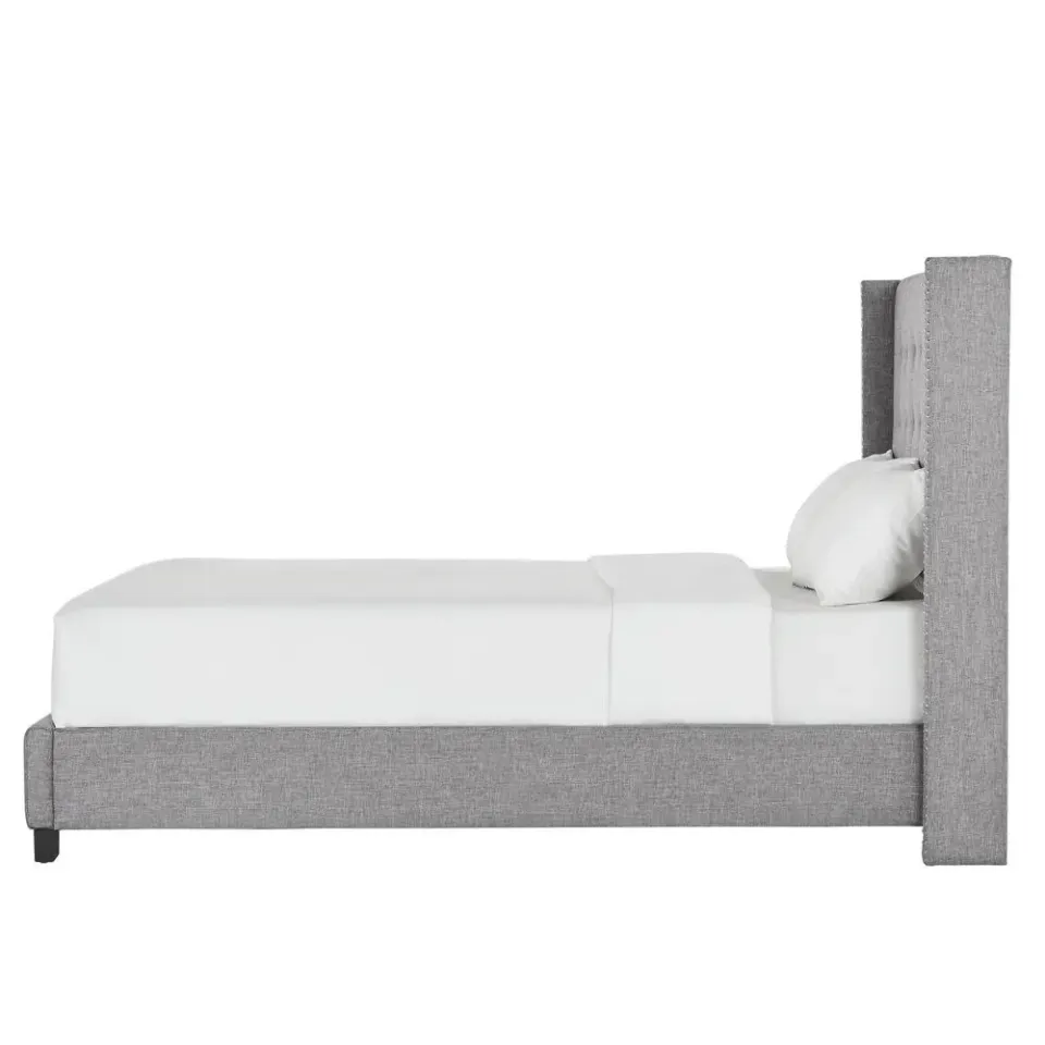 Melina Style Tufted Linen Bed With Wingback – furniture - product image 4