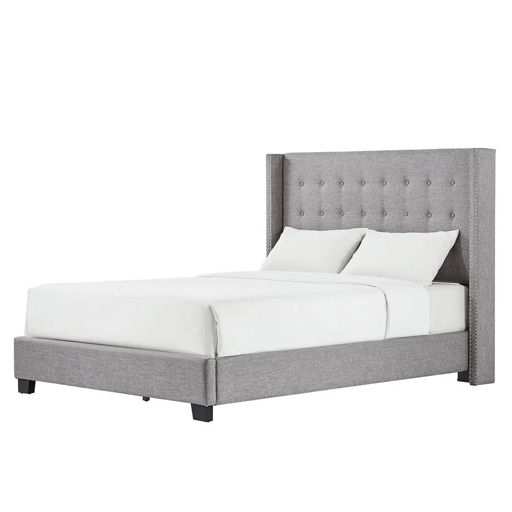 Melina Style Tufted Linen Bed With Wingback – furniture